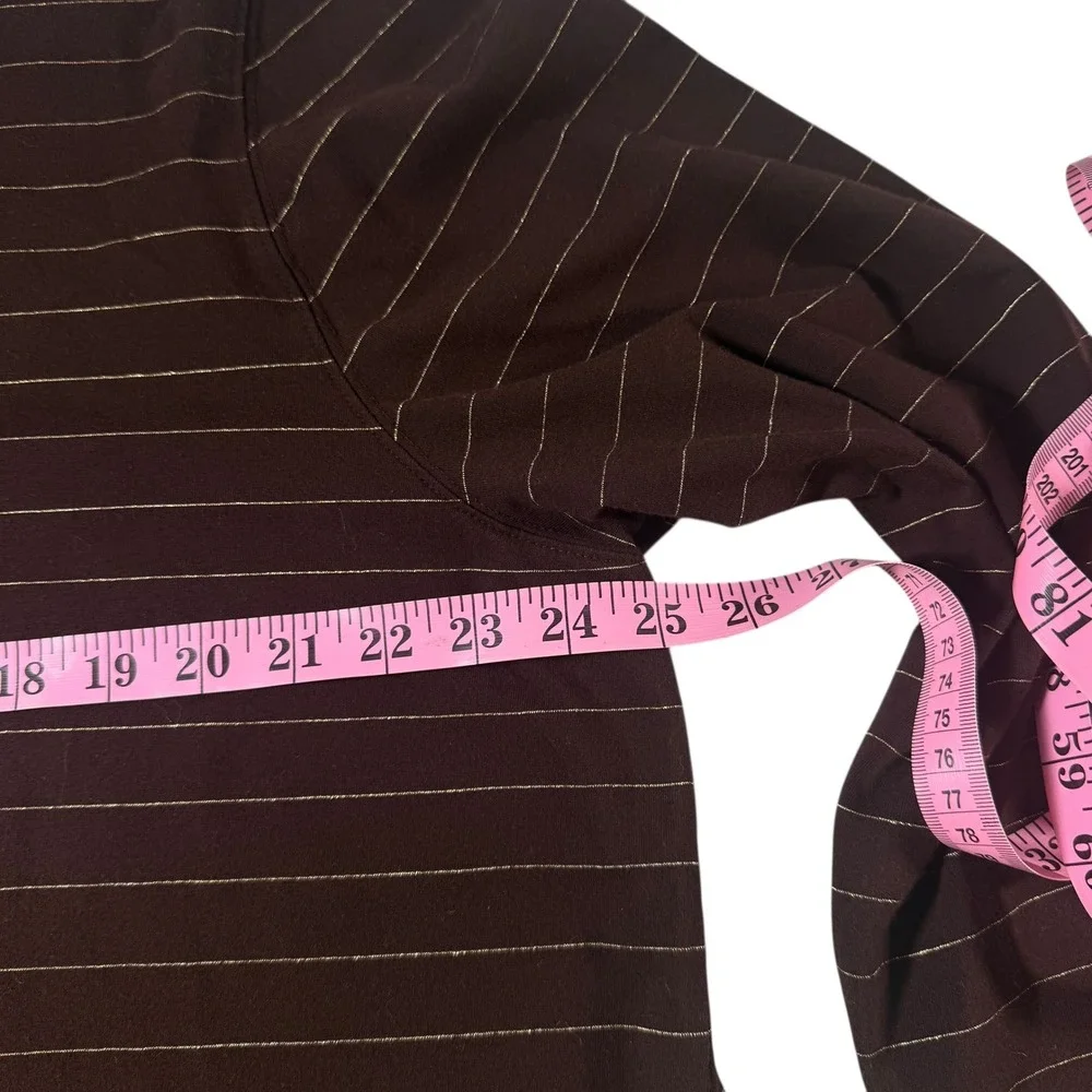 VTG Talbots Top Women's 3X Brown Gold Stripes Long Sleeve Tee Turtleneck Vintage